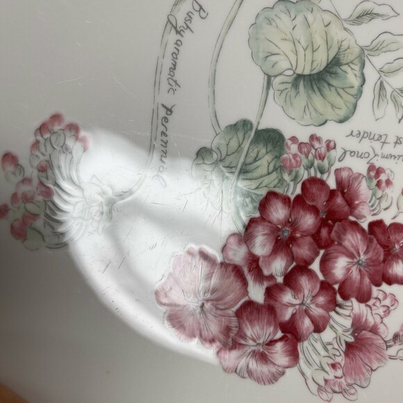 Lenox Geranium Artist Sketchbook by Louise Le Luyer Dinner Plates 11" Lot of 2 - Picture 10 of 11